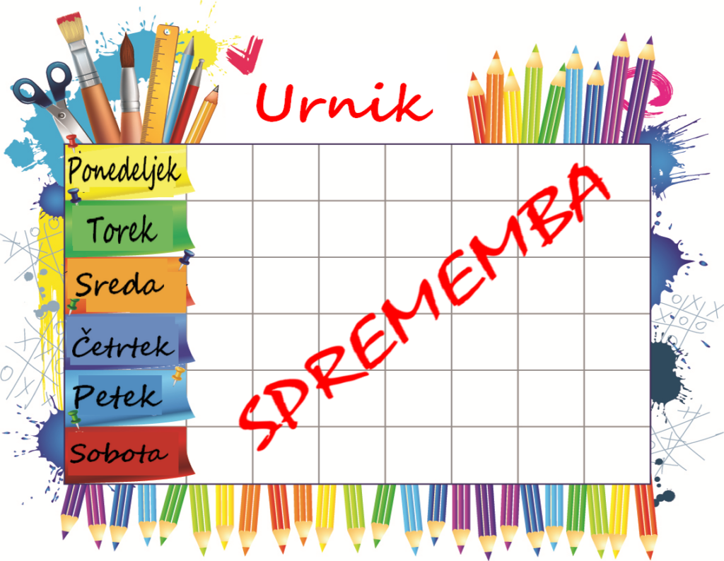Spremembe v urniku